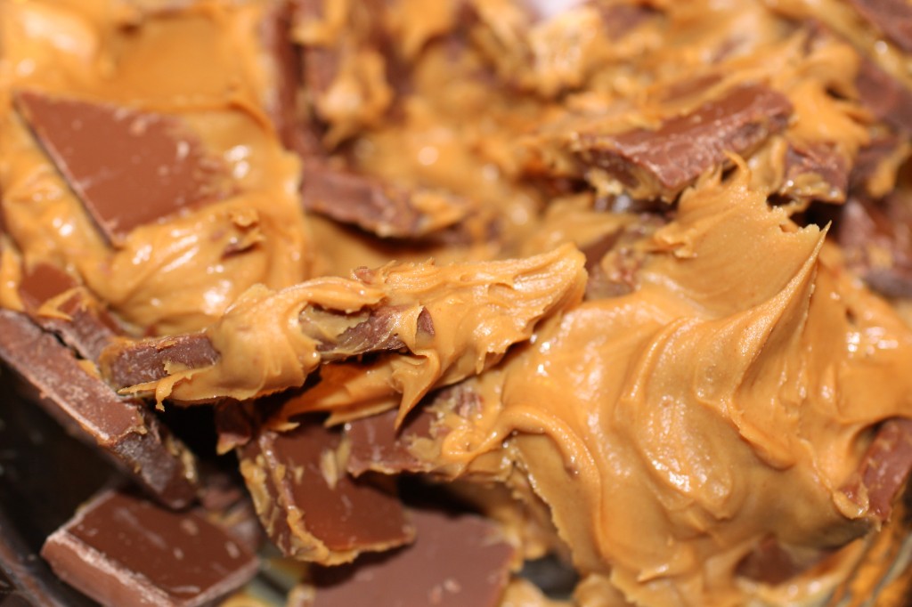 Melting the chocolate and peanut butter