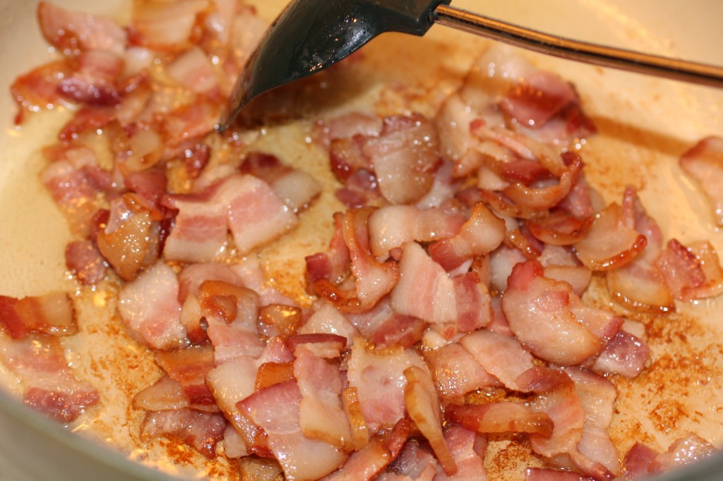 Sautéing the bacon
